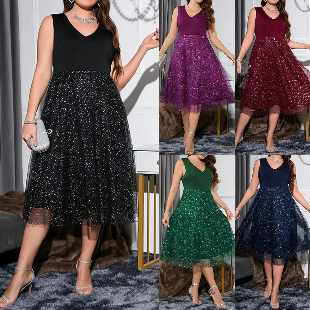 Funki Buys | Dresses | Women's Plus Evening Party Midi Dress
