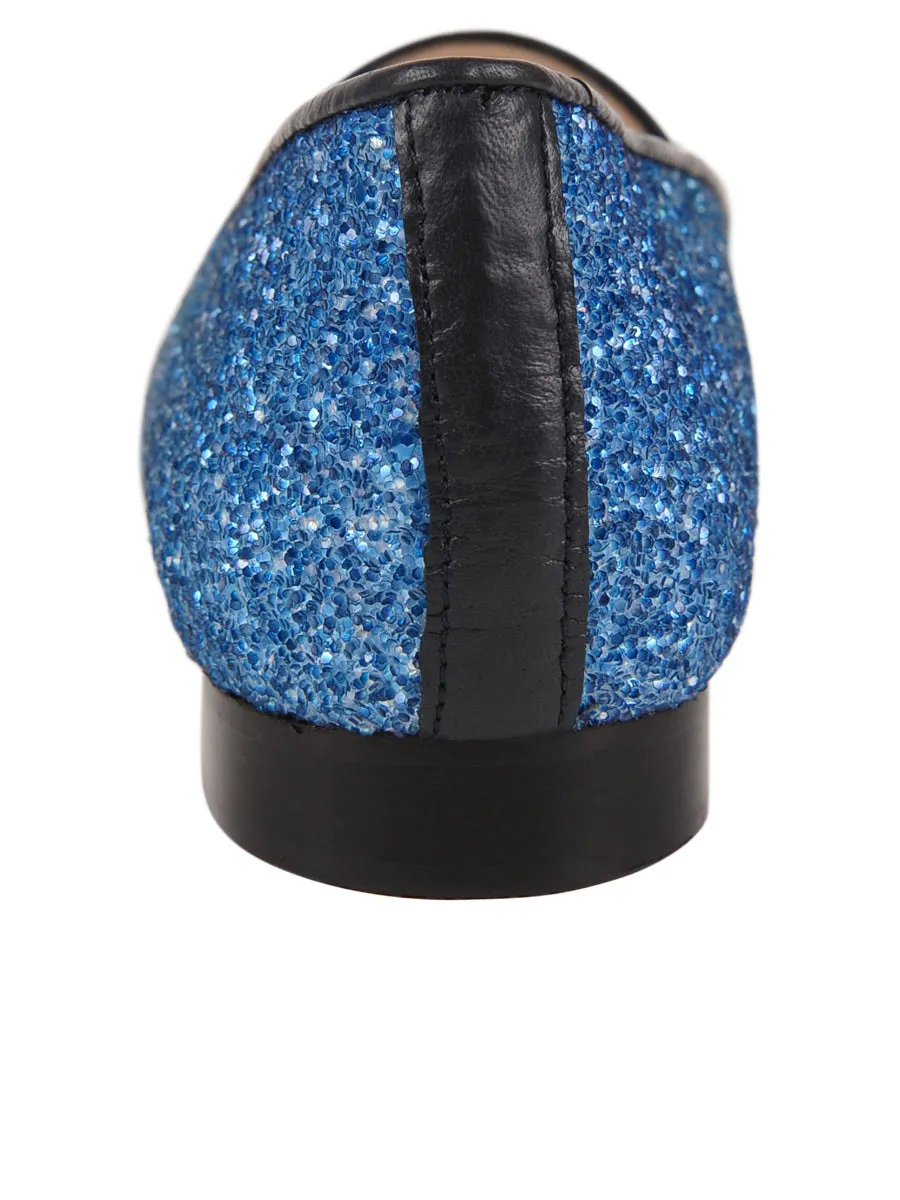 Gatsby Navy Silver Glitter Jon Josef Loafer Flat