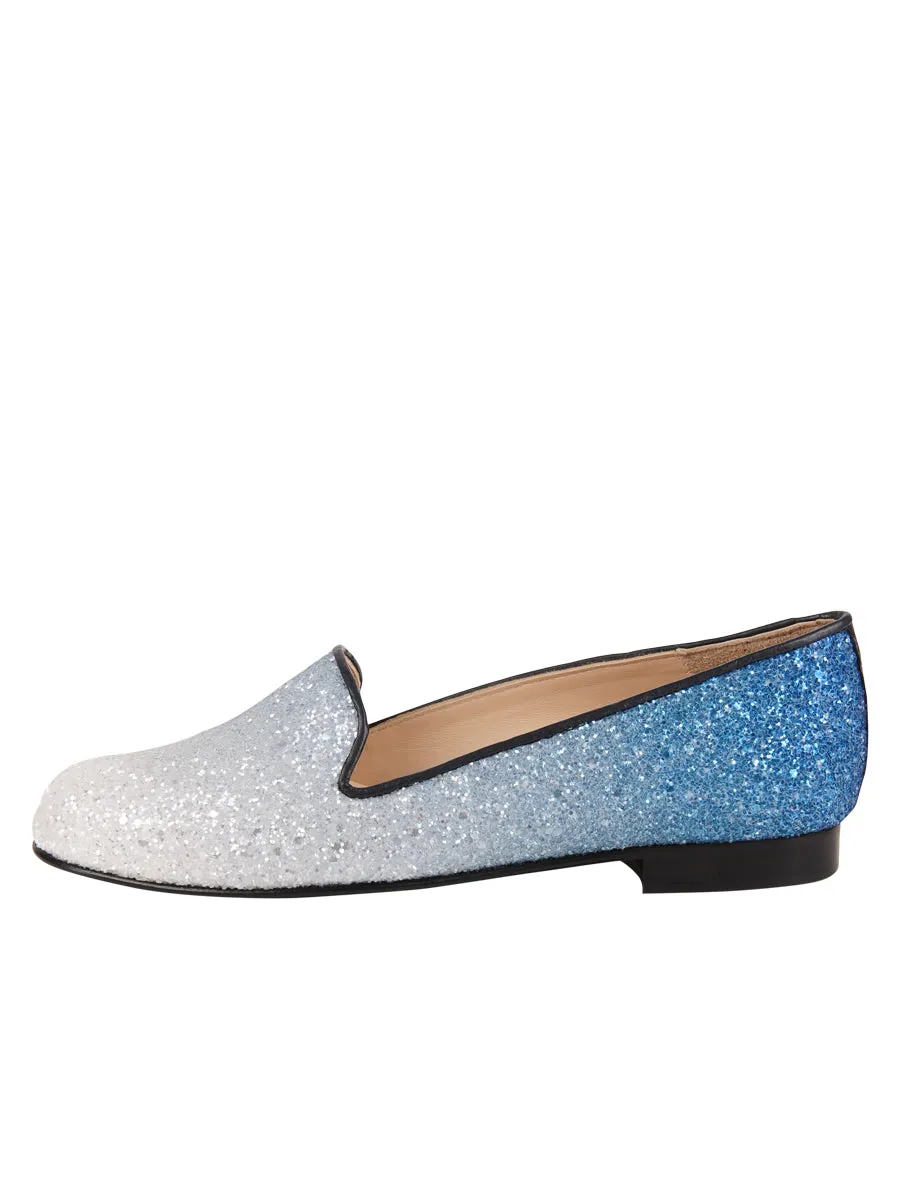 Gatsby Navy Silver Glitter Jon Josef Loafer Flat