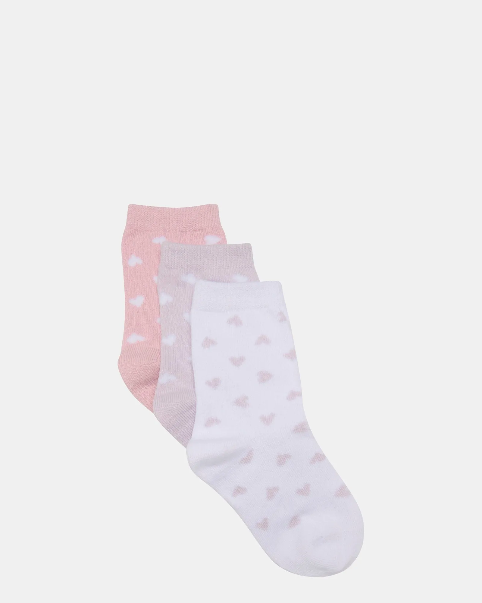 Hearts Crew 3 Pack White/Lilac/Pink