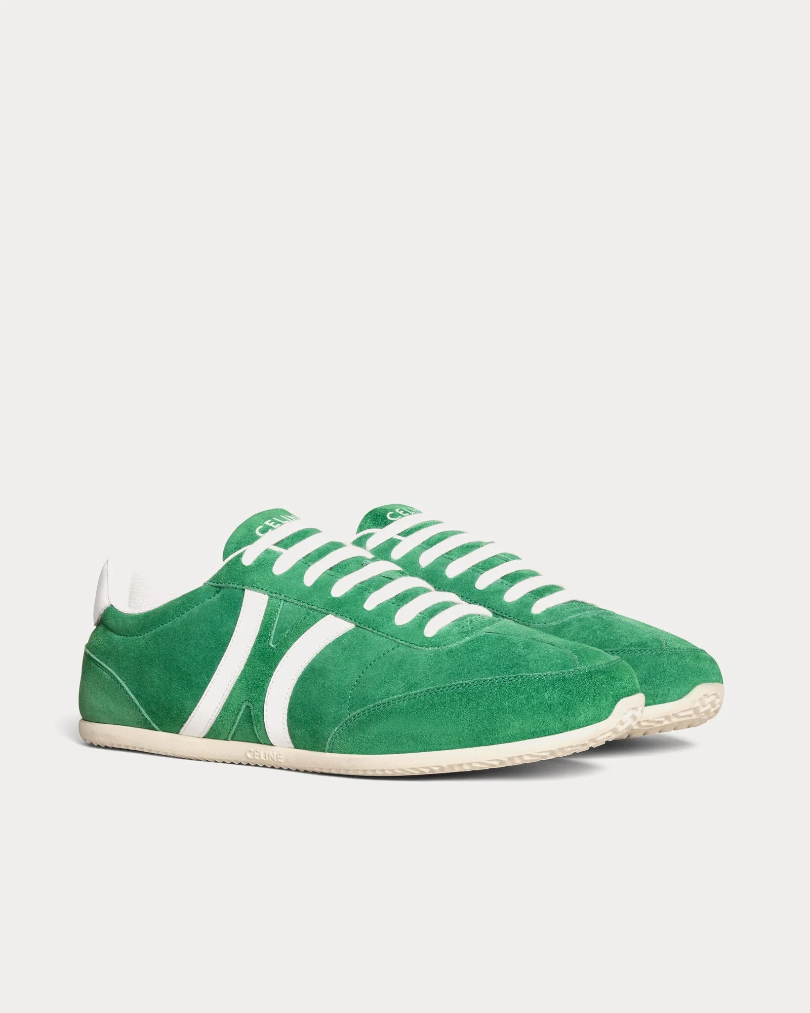 Jogger with Triomphe Signature Suede Calfskin Green / Optic White Low Top Sneakers