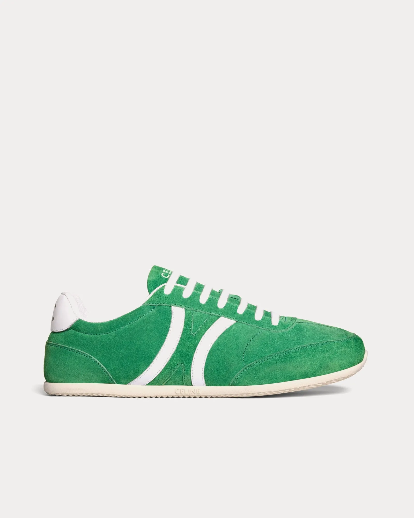 Jogger with Triomphe Signature Suede Calfskin Green / Optic White Low Top Sneakers