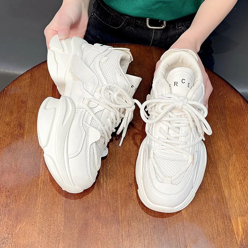 Joskaa 2024 New Cute White Platform Sneakers