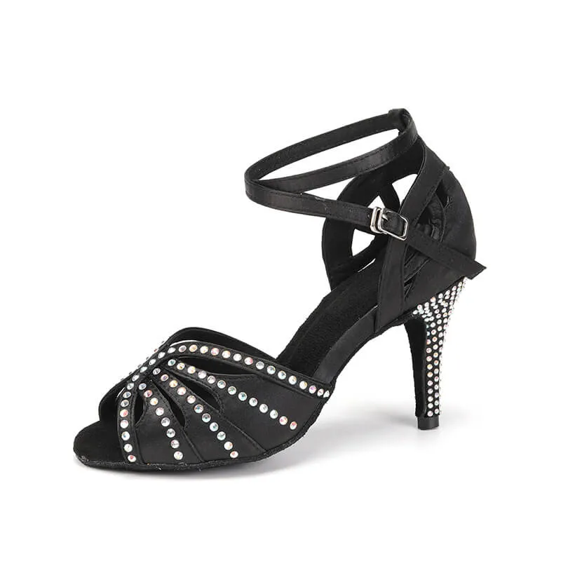Latin Dance Shoes Satin & Rhinestones