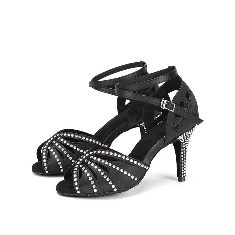 Latin Dance Shoes Satin & Rhinestones