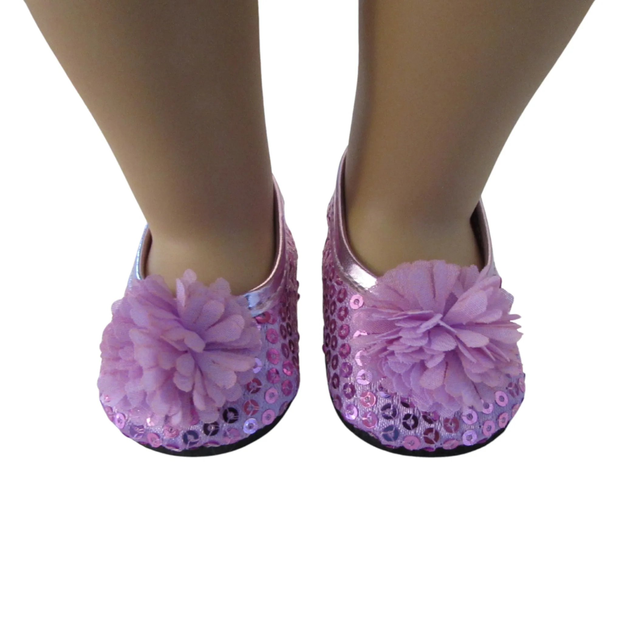 Lavender Flower and Sequins Flats for 18-inch dolls