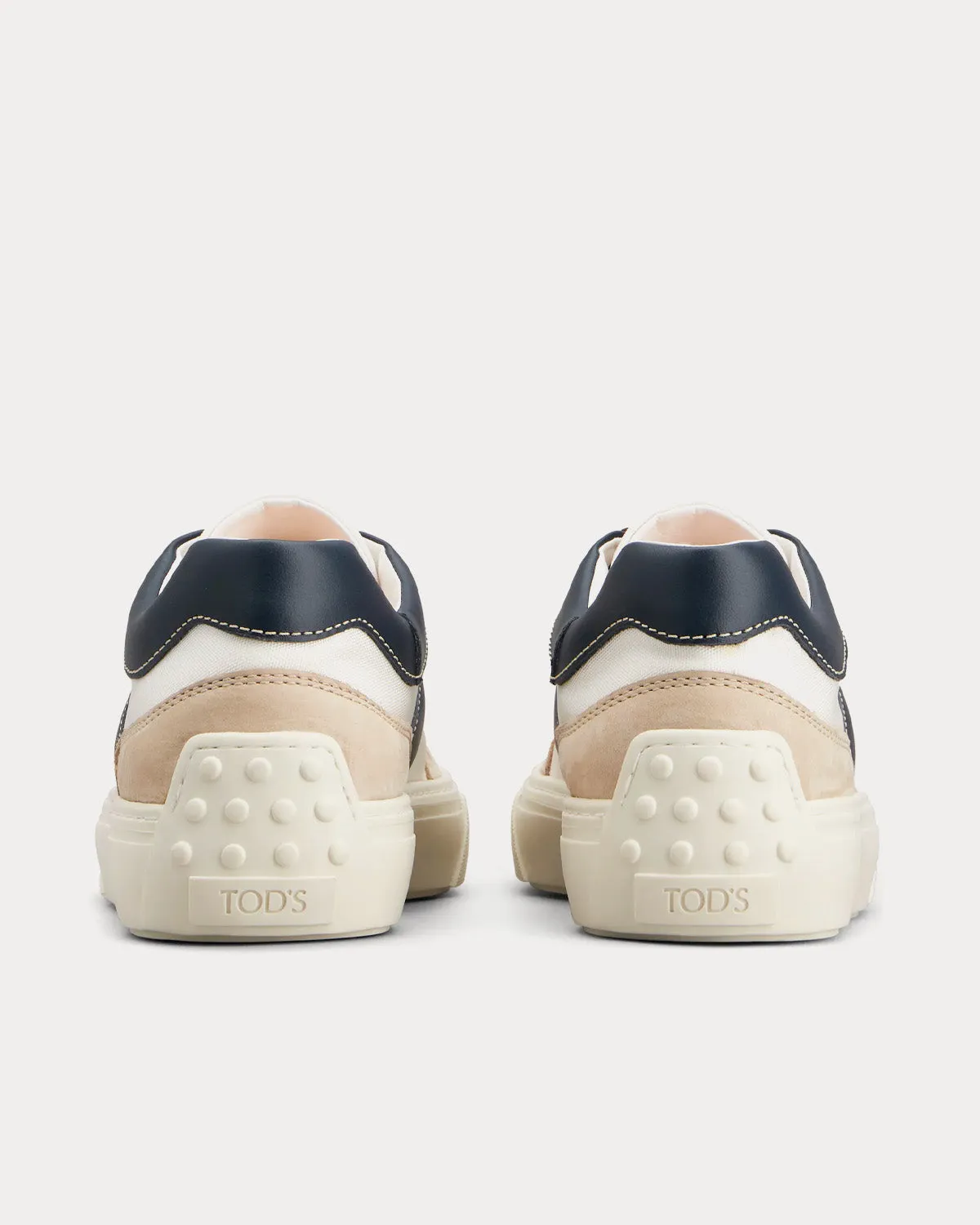 Leather & Fabric White / Off White / Blue Low Top Sneakers