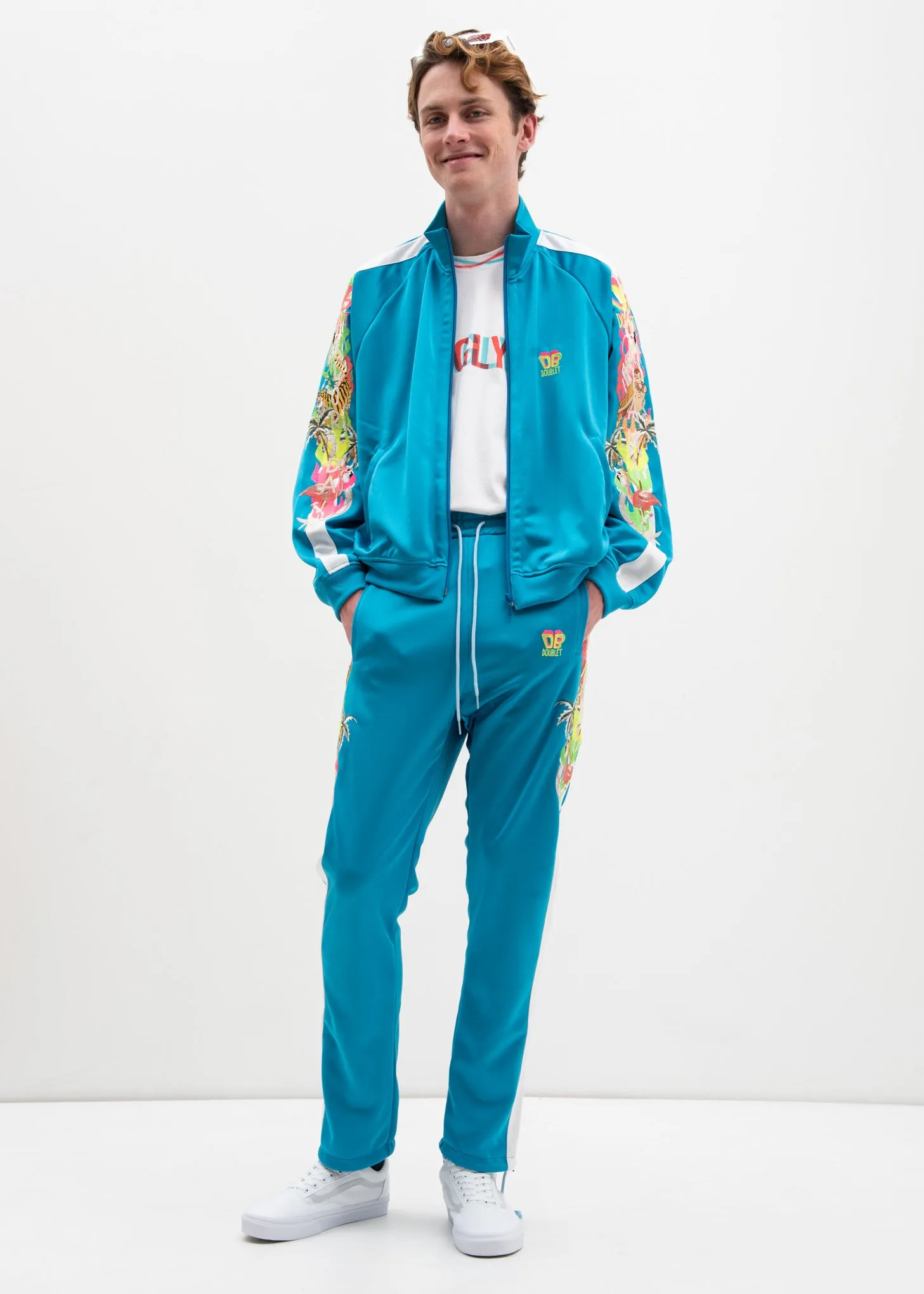 Light Blue Chaos Embroidery Track Jacket