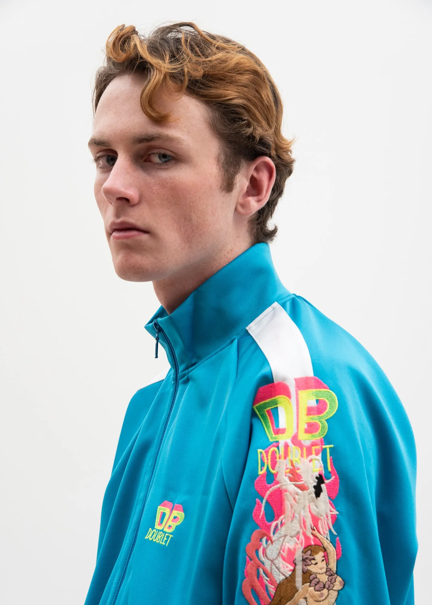 Light Blue Chaos Embroidery Track Jacket