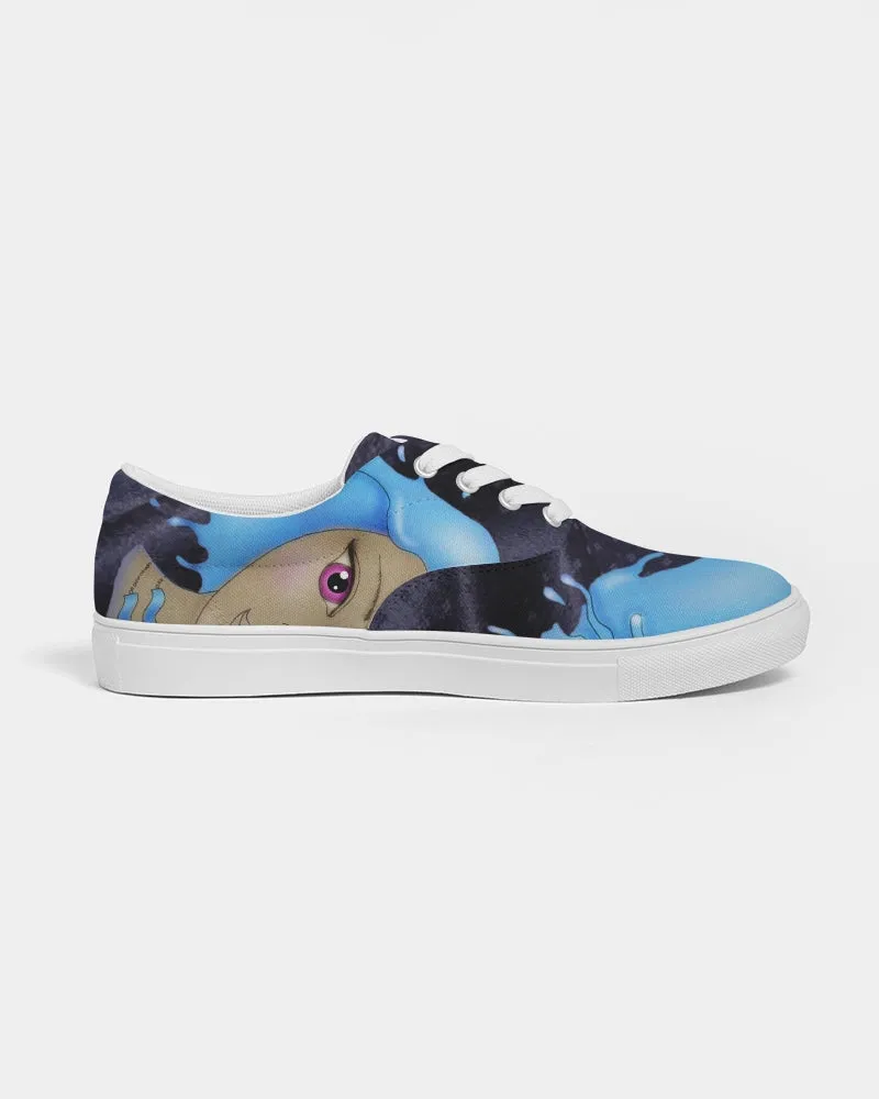 Low Top Sneakers for Aquarius Girls. "Cosmic Aqua" Casual Lace Up Canvas Shoes for Women. WickedYo