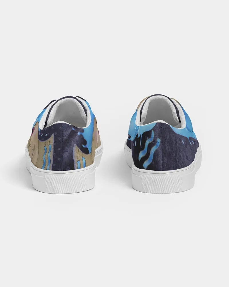 Low Top Sneakers for Aquarius Girls. "Cosmic Aqua" Casual Lace Up Canvas Shoes for Women. WickedYo