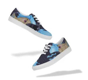 Low Top Sneakers for Aquarius Girls. "Cosmic Aqua" Casual Lace Up Canvas Shoes for Women. WickedYo