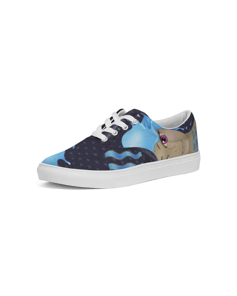Low Top Sneakers for Aquarius Girls. "Cosmic Aqua" Casual Lace Up Canvas Shoes for Women. WickedYo