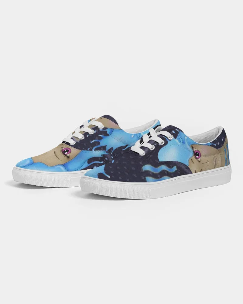 Low Top Sneakers for Aquarius Girls. "Cosmic Aqua" Casual Lace Up Canvas Shoes for Women. WickedYo