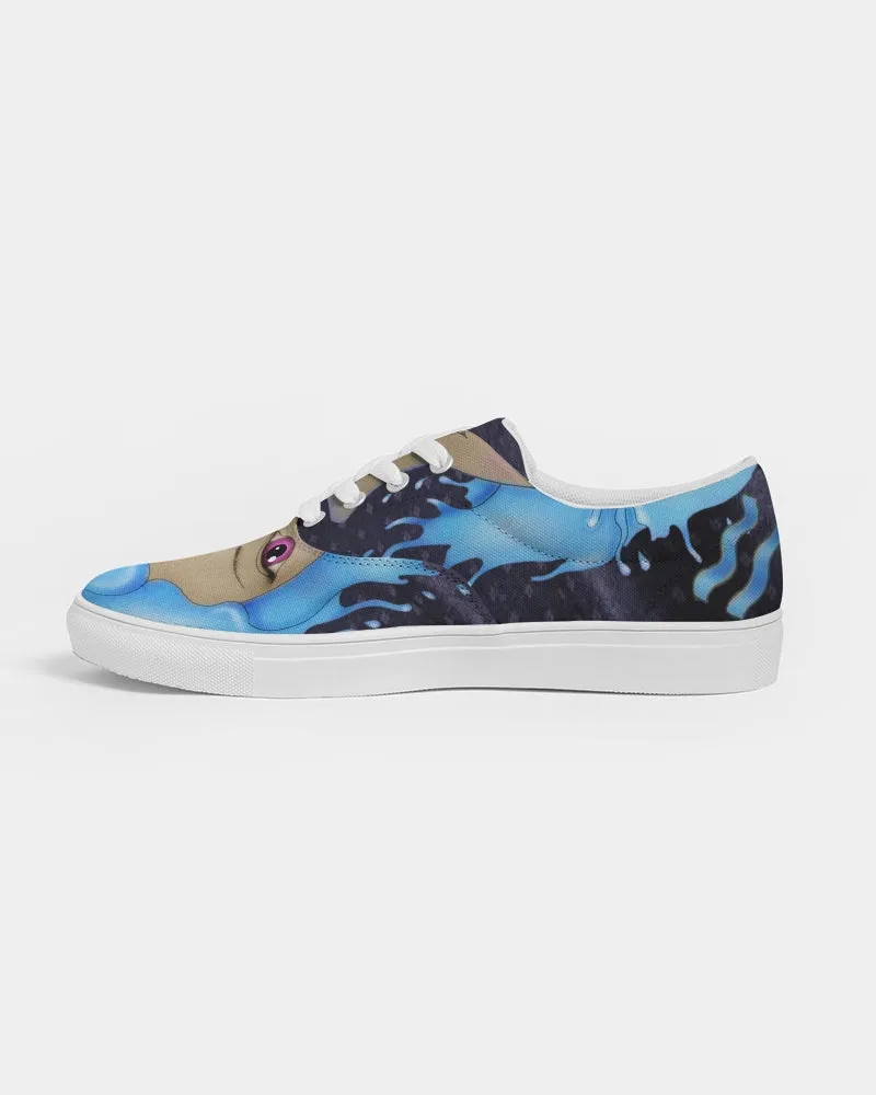 Low Top Sneakers for Aquarius Girls. "Cosmic Aqua" Casual Lace Up Canvas Shoes for Women. WickedYo