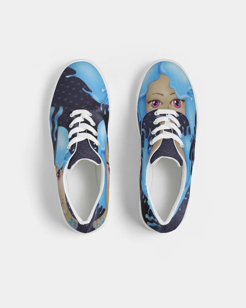 Low Top Sneakers for Aquarius Girls. "Cosmic Aqua" Casual Lace Up Canvas Shoes for Women. WickedYo