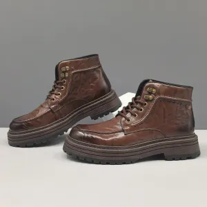 Men Vintage Leather Comfortable Work Ankle Boots