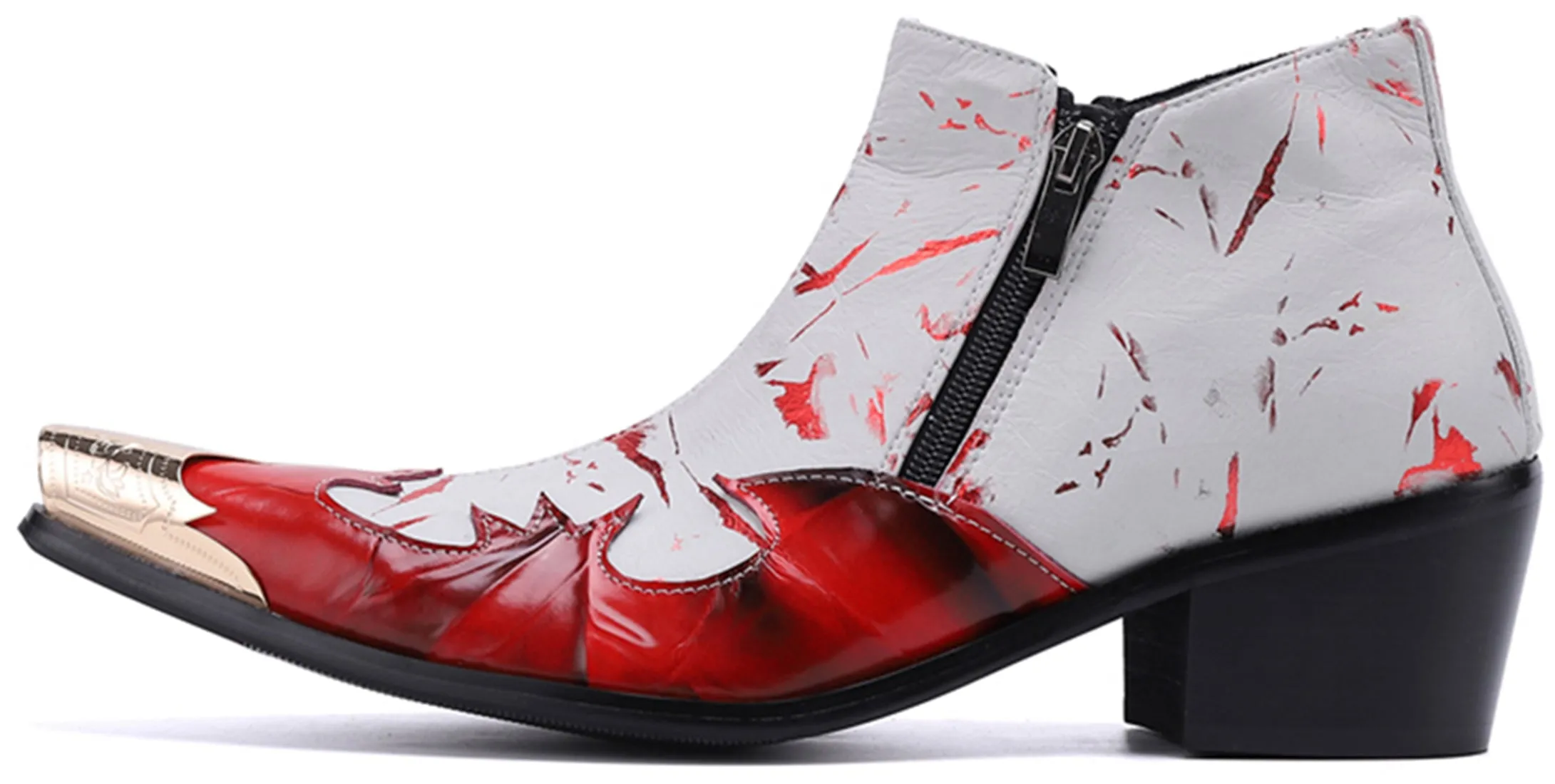 Men's Double Zipper Metal Tip Western Boots