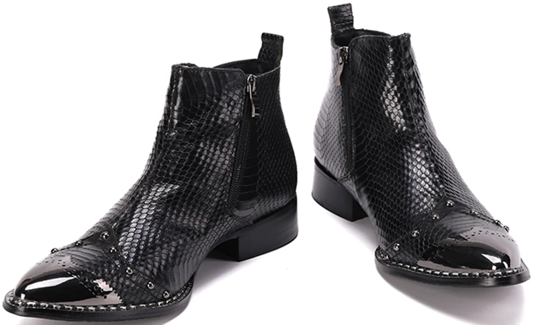 Men's Fashion Western Boots Metal Tip