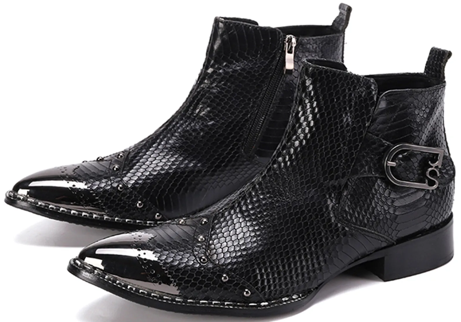 Men's Fashion Western Boots Metal Tip