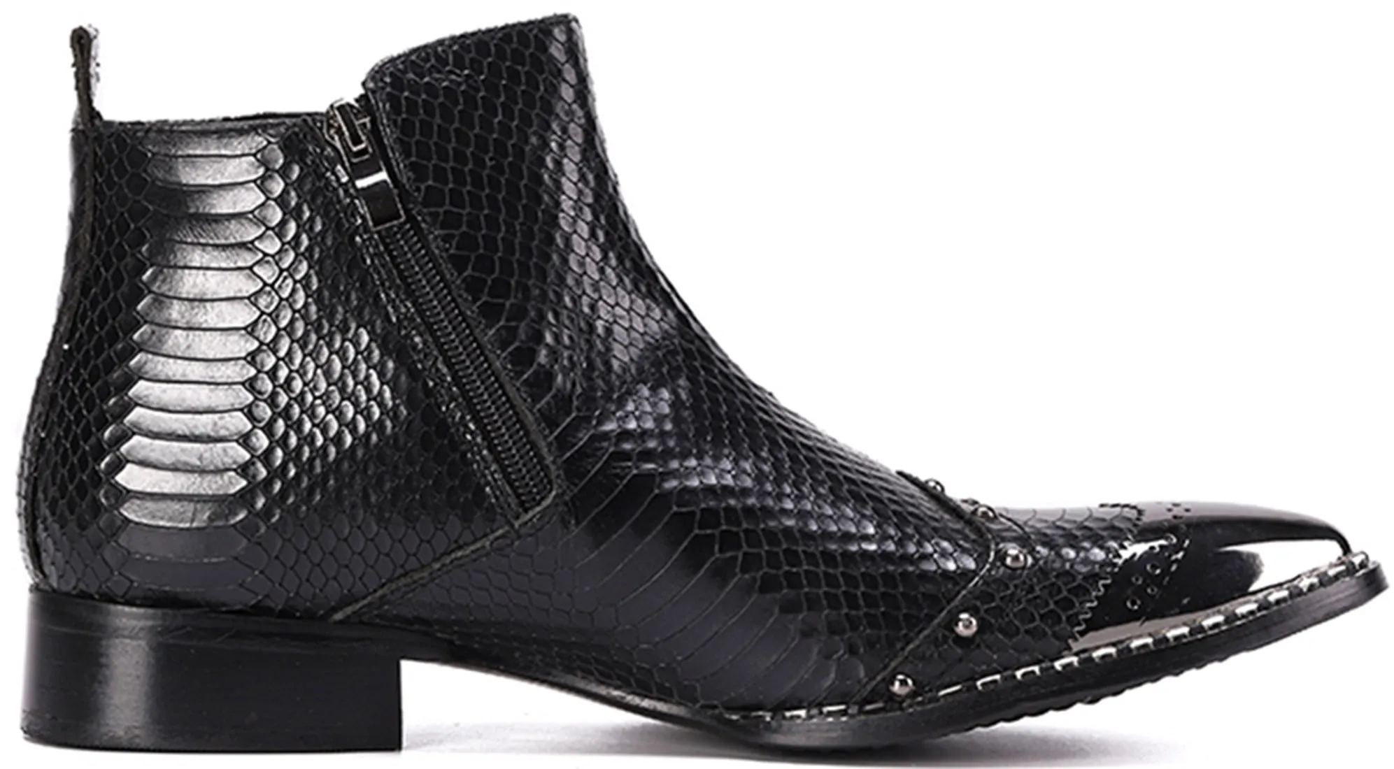 Men's Fashion Western Boots Metal Tip