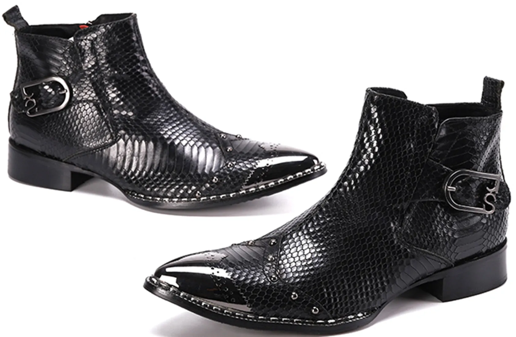 Men's Fashion Western Boots Metal Tip