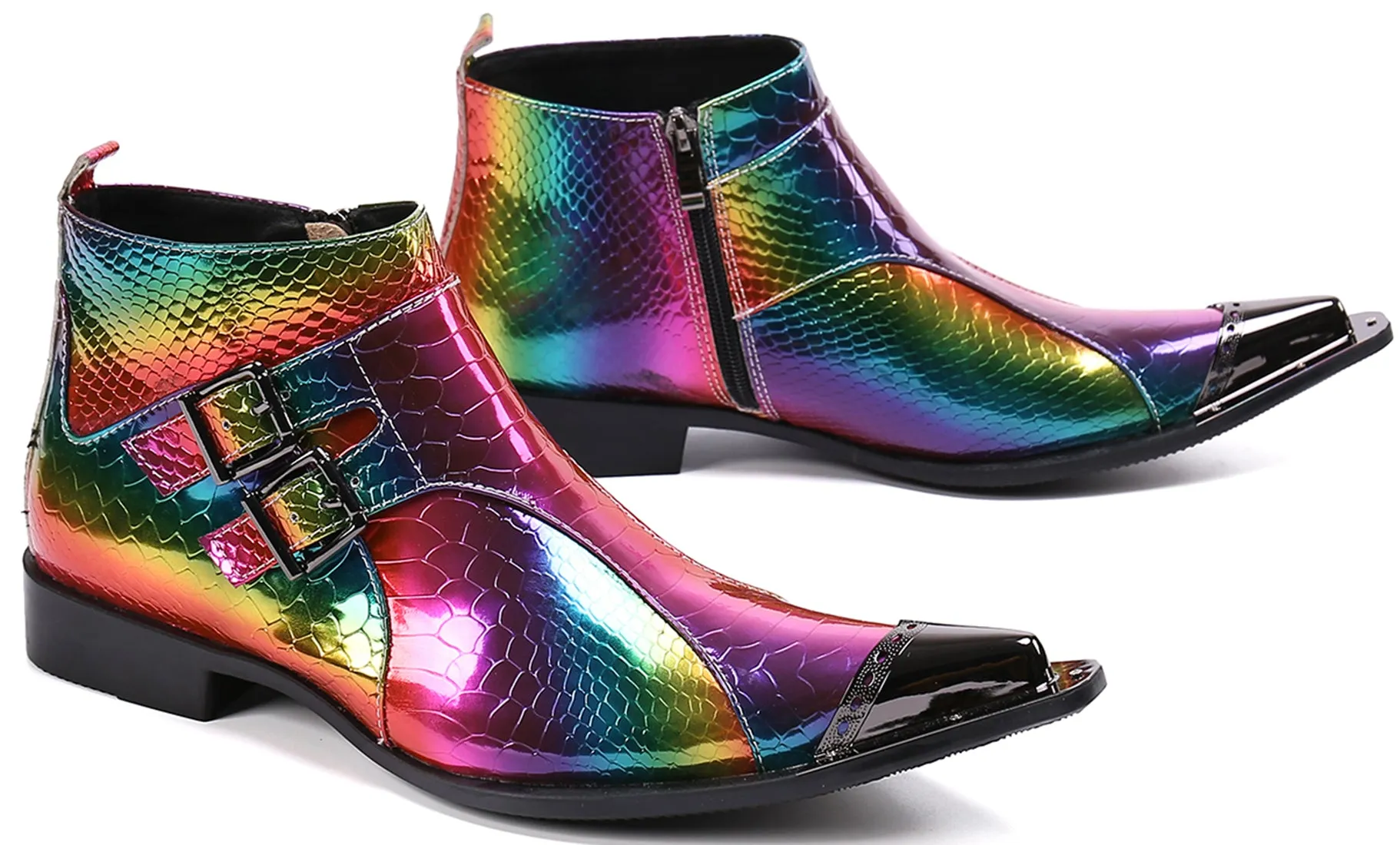 Men's Metal Tip Colorful Western Boots
