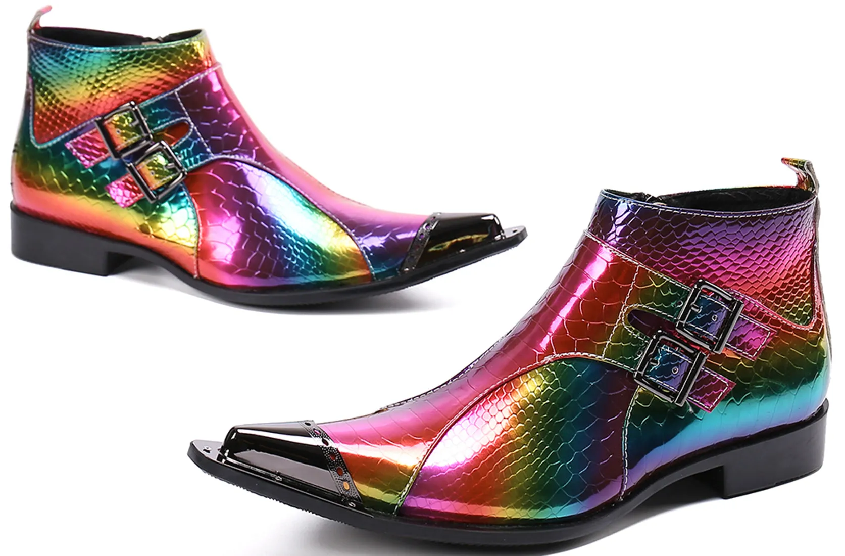 Men's Metal Tip Colorful Western Boots