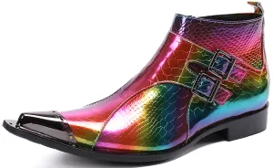 Men's Metal Tip Colorful Western Boots