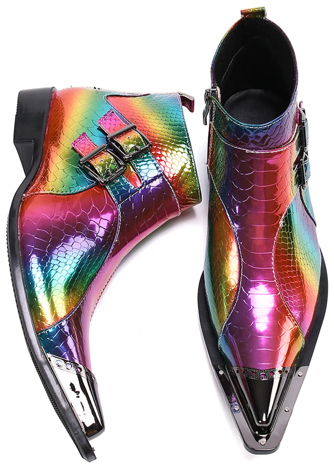 Men's Metal Tip Colorful Western Boots
