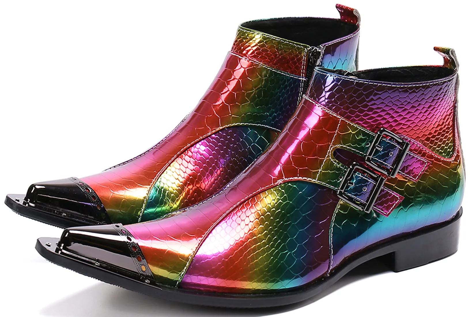 Men's Metal Tip Colorful Western Boots
