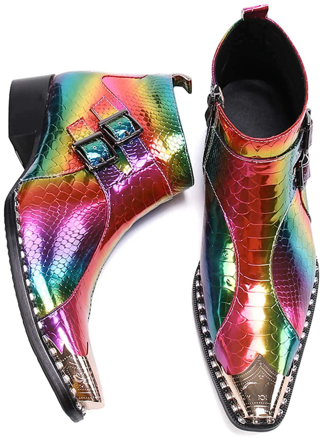Men's Metal Tip Colorful Western Boots