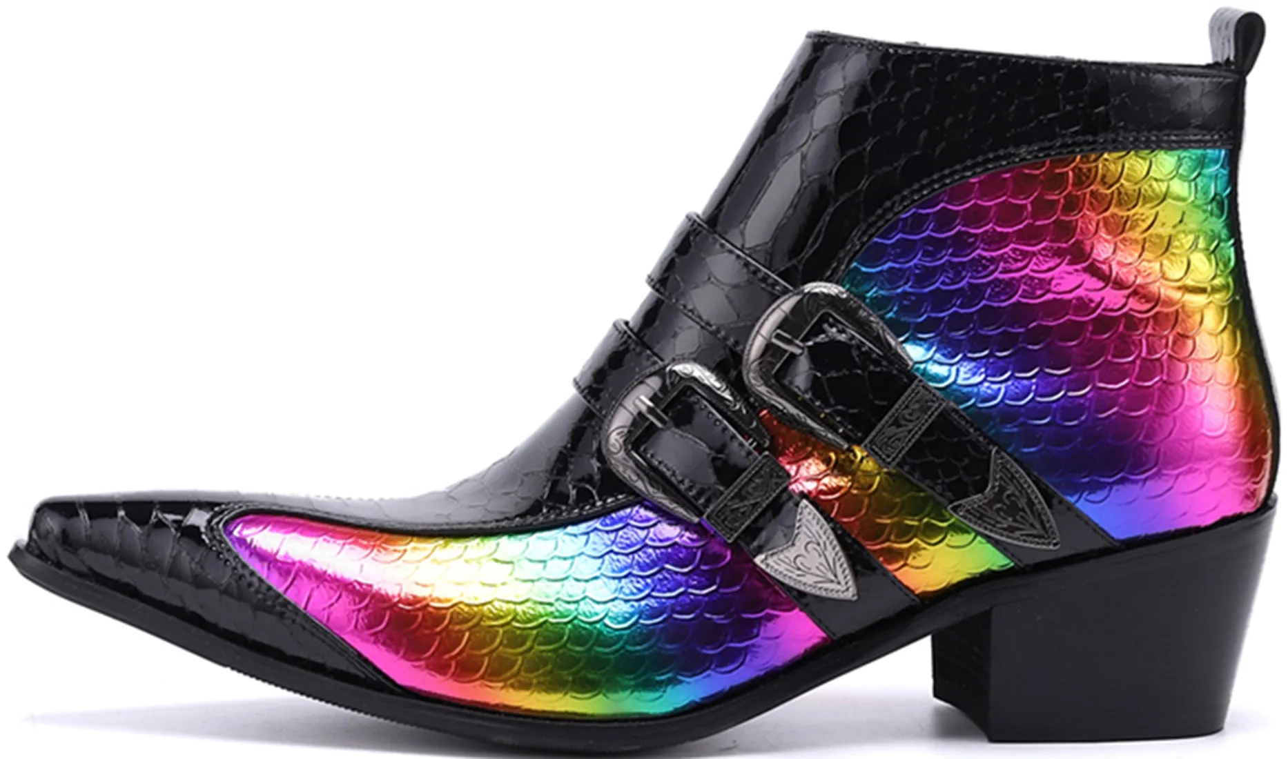 Men's Metal Tip Double Buckle Western Boots
