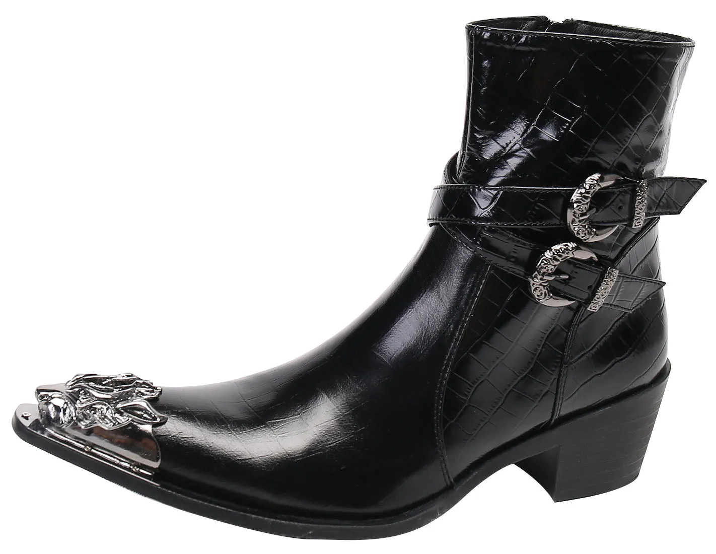 Men's Metal Tip Lion High Top Western Boots