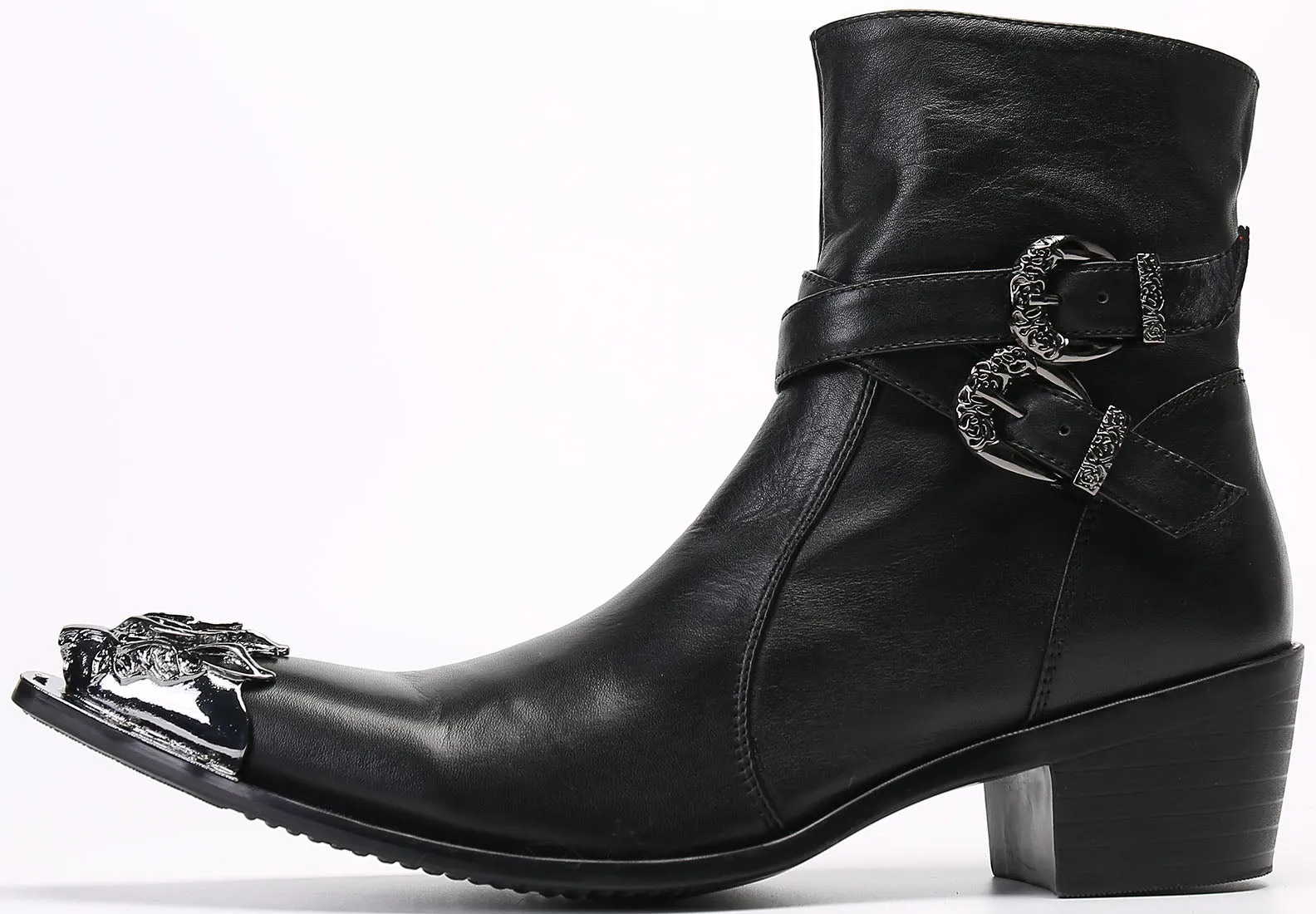 Men's Metal Tip Lion High Top Western Boots