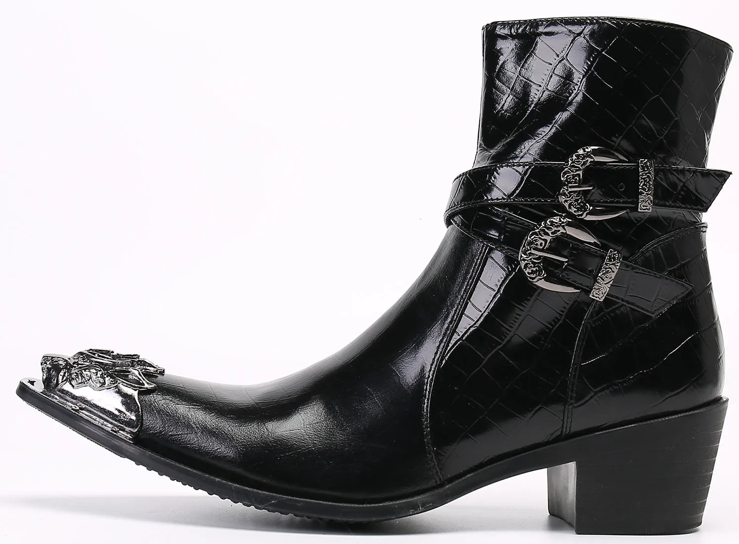 Men's Metal Tip Lion High Top Western Boots
