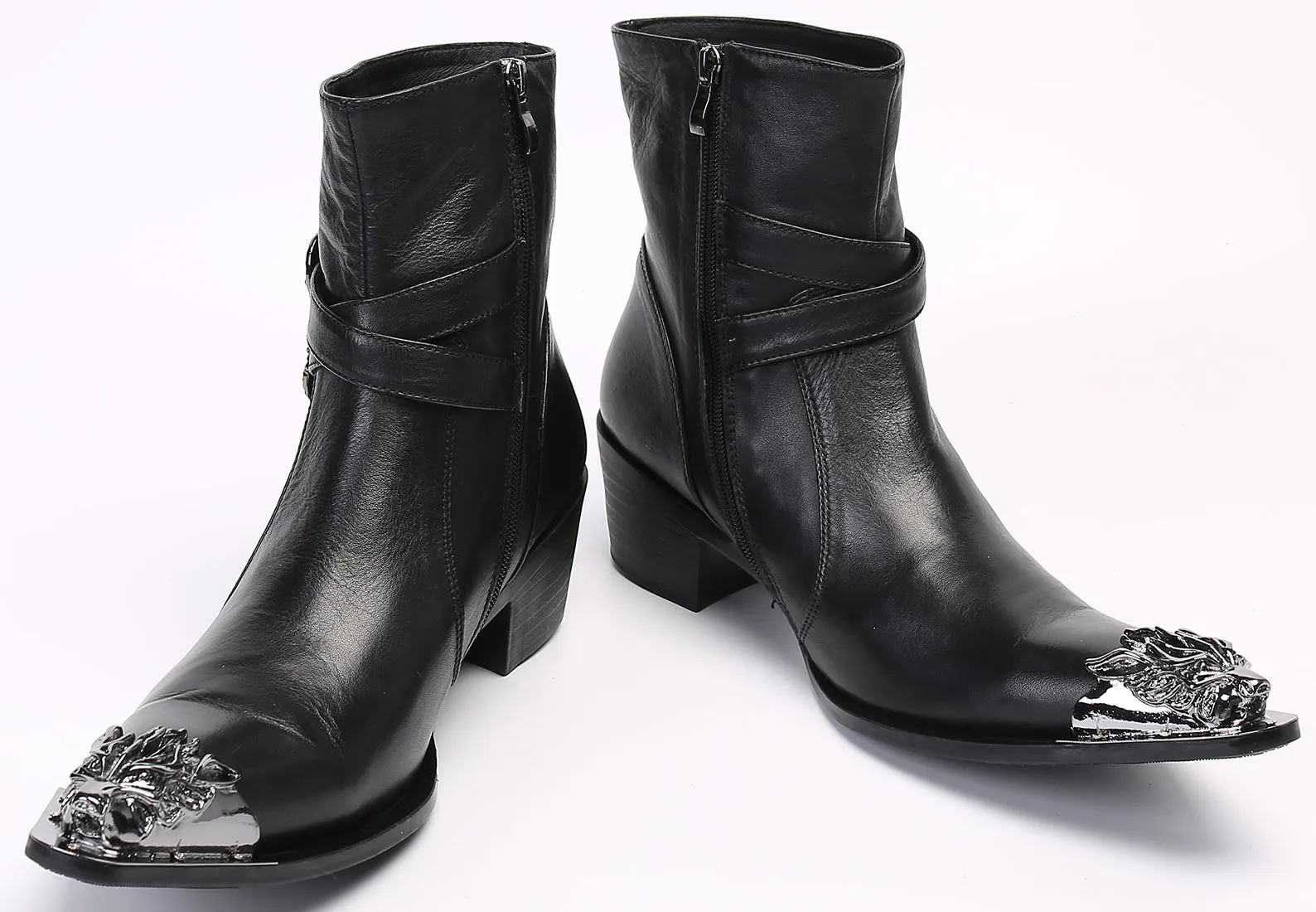 Men's Metal Tip Lion High Top Western Boots