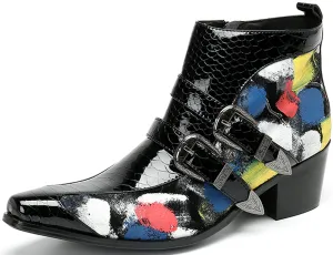 Men's Patent Leather Fashion Western Boots