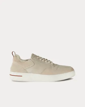 Newport Suede Calf Split Milky White Low Top Sneakers