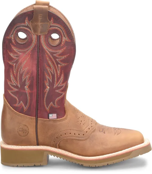 On Sale Double H Red/Tan Ryland Broad Square Toe Boots for Men