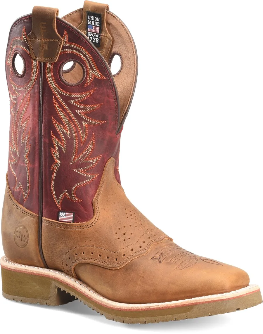 On Sale Double H Red/Tan Ryland Broad Square Toe Boots for Men