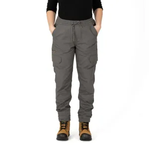 P&F Women's Jogger Style Ducktwill Work Pants, Stretchable Cotton/Spandex, Knee Pad Pockets, Elastic Waistband & Water-Repellent | Sizes XXS-2XL