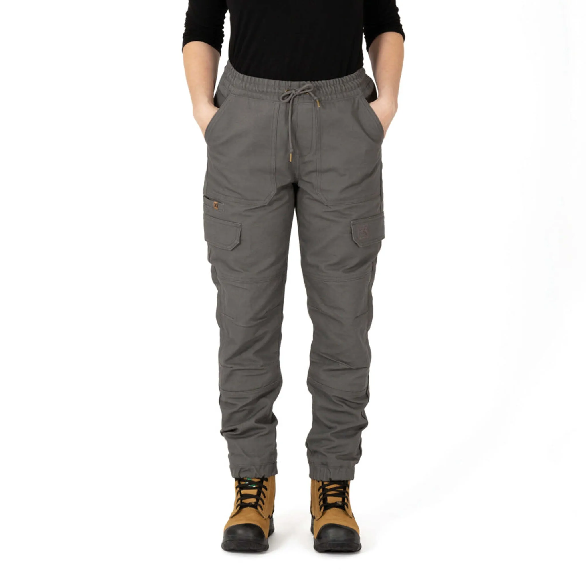 P&F Women's Jogger Style Ducktwill Work Pants, Stretchable Cotton/Spandex, Knee Pad Pockets, Elastic Waistband & Water-Repellent | Sizes XXS-2XL