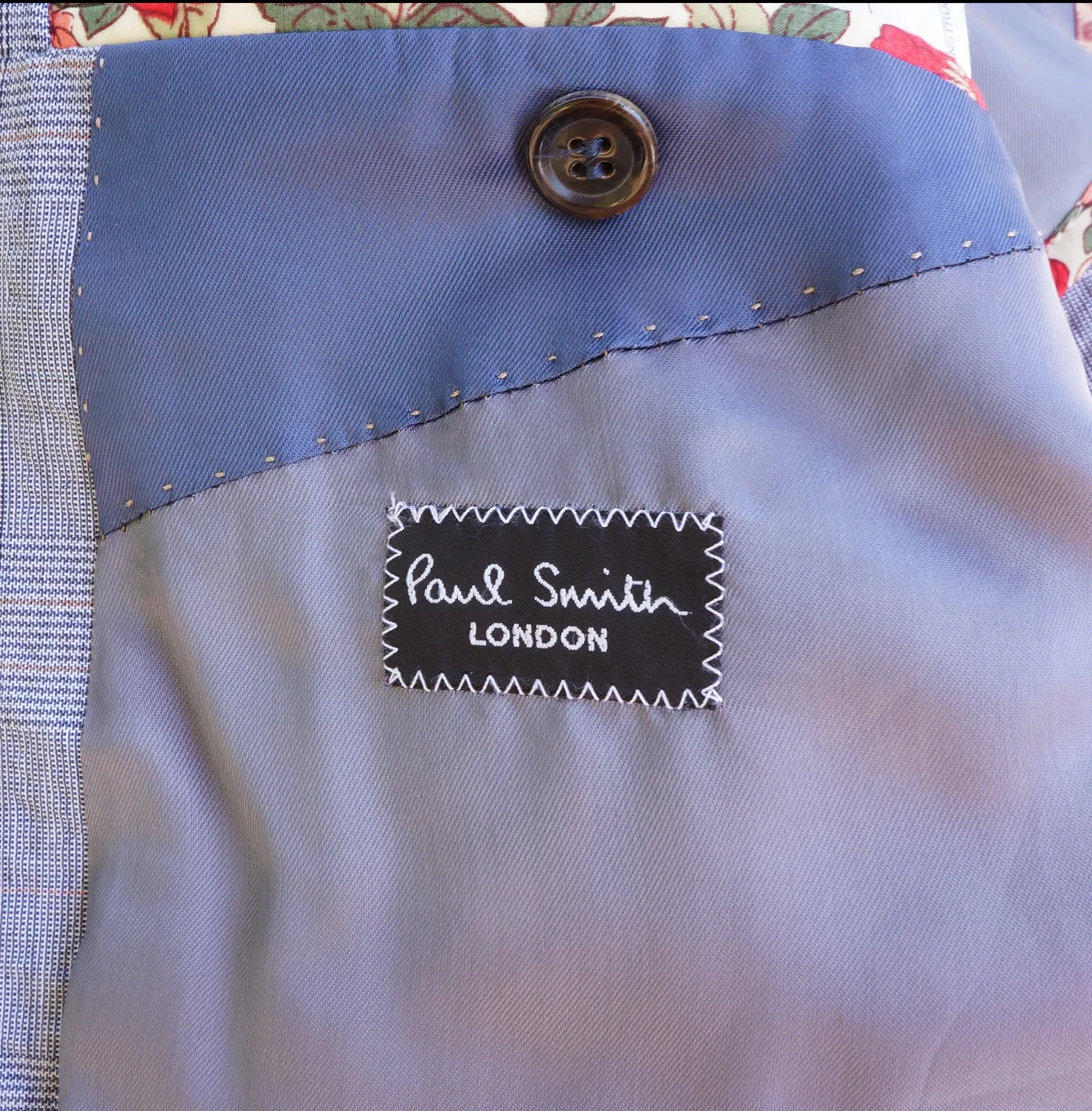 PAUL SMITH BLUE PLAID COTTON SEERSUCKER SPORT COAT