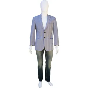 PAUL SMITH BLUE PLAID COTTON SEERSUCKER SPORT COAT