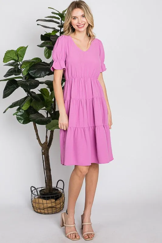 Pink Soft Summer High Waist Short Dress