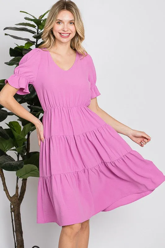 Pink Soft Summer High Waist Short Dress