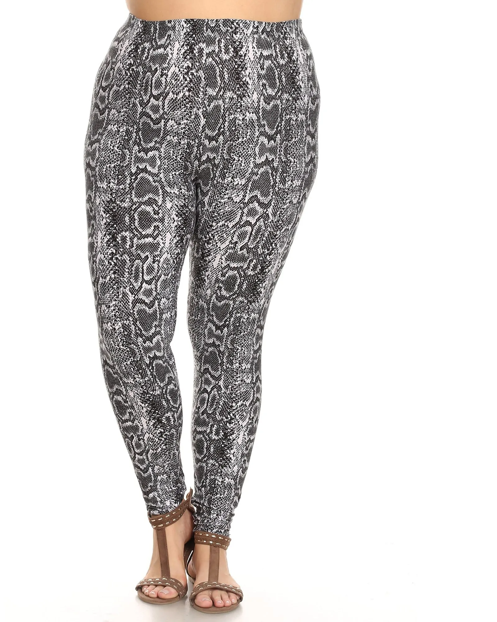 Printed Animal Leggings | Grey Snake