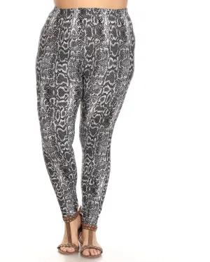 Printed Animal Leggings | Grey Snake