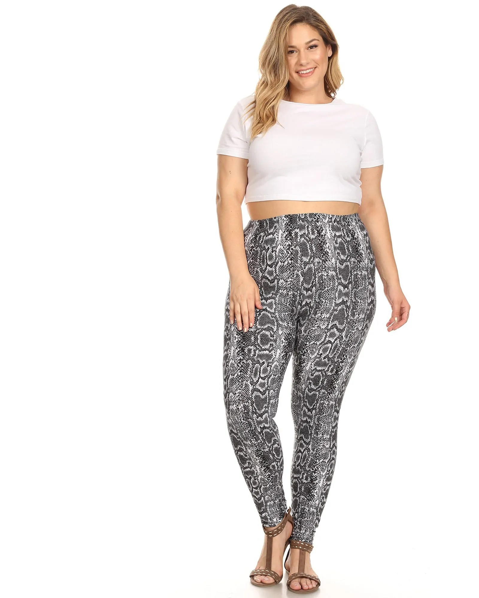 Printed Animal Leggings | Grey Snake